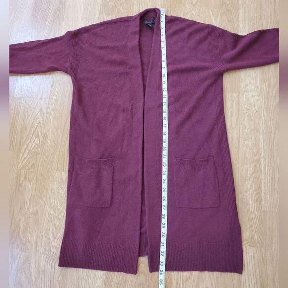 Halogen Wool & Cashmere Long Cardigan - size Small Petite in Burgundy - Picture 11 of 13